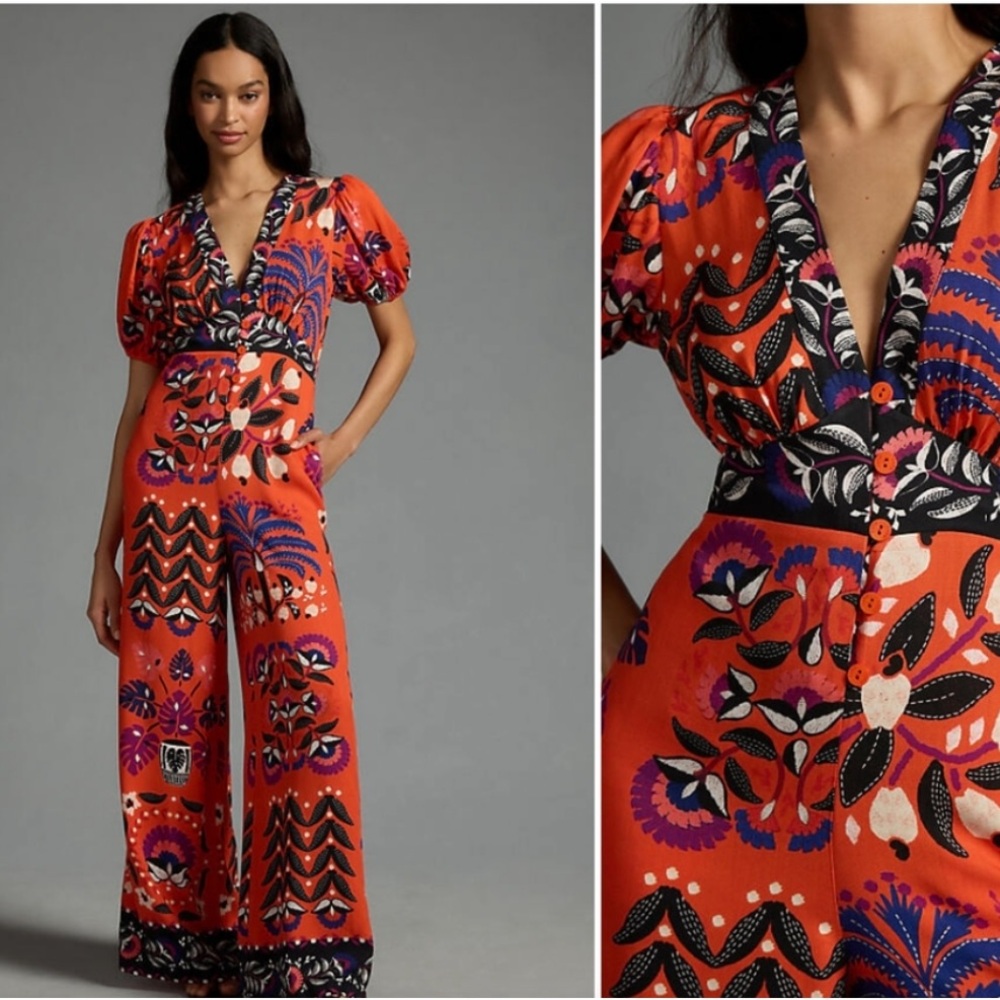 Farm Rio red printed jumpsuit - Size XS